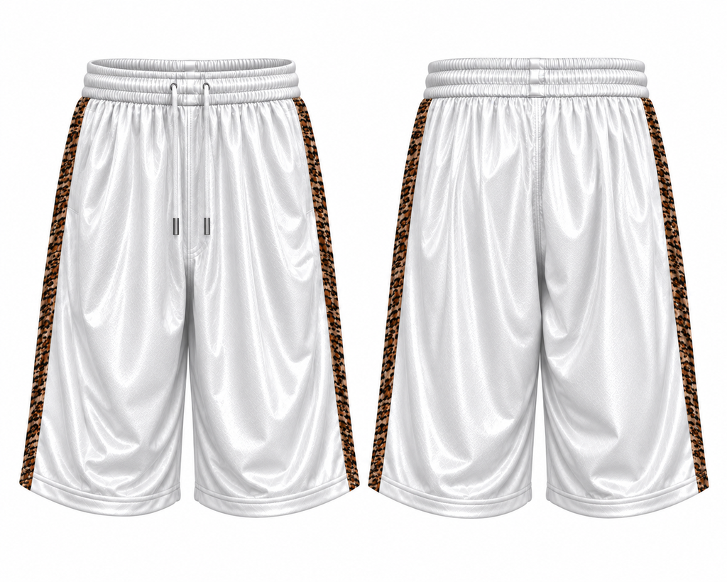 Cheetah Stripe Shiny Recycled Polyester Streetwear Shorts