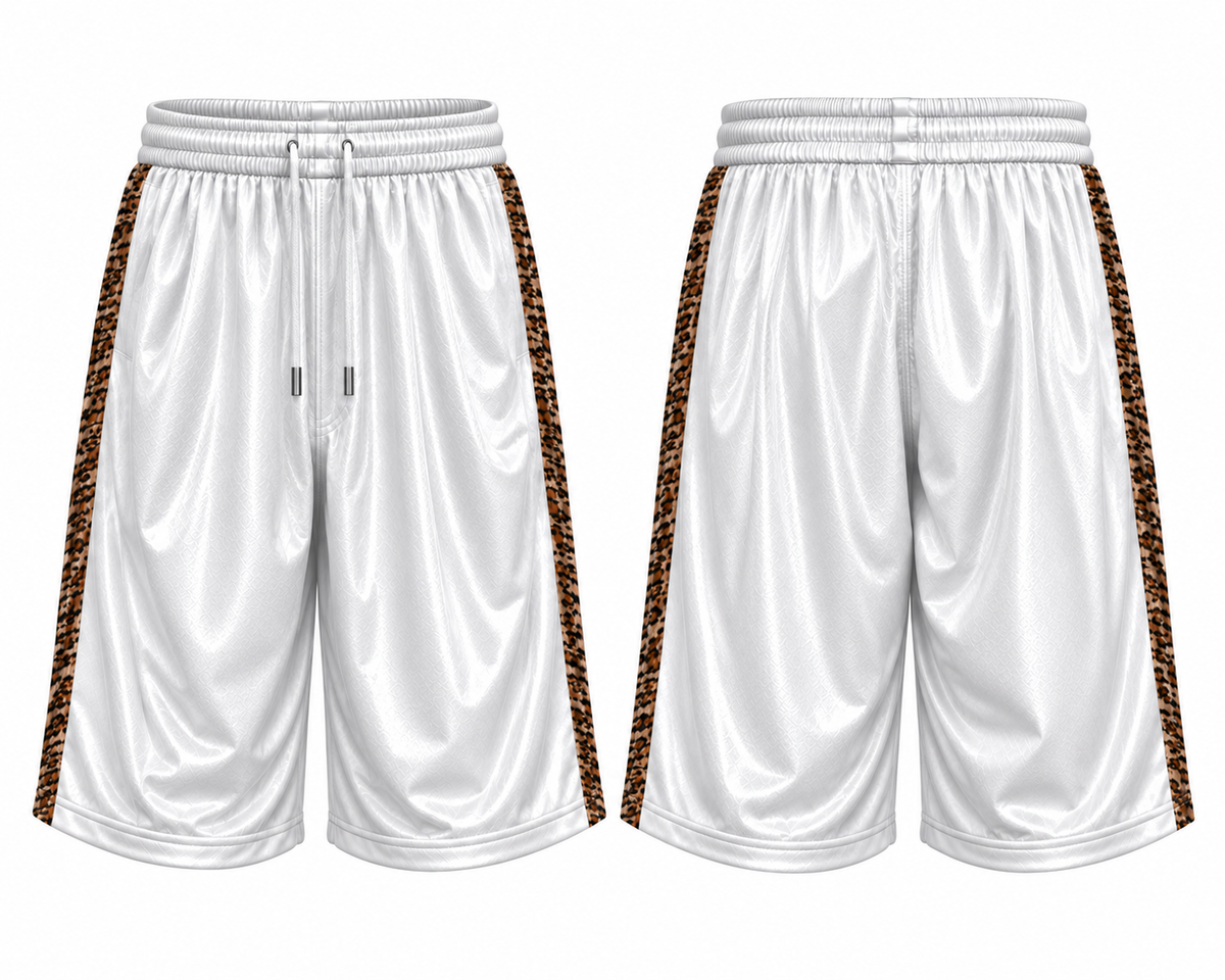 Cheetah Stripe Shiny Recycled Polyester Streetwear Shorts