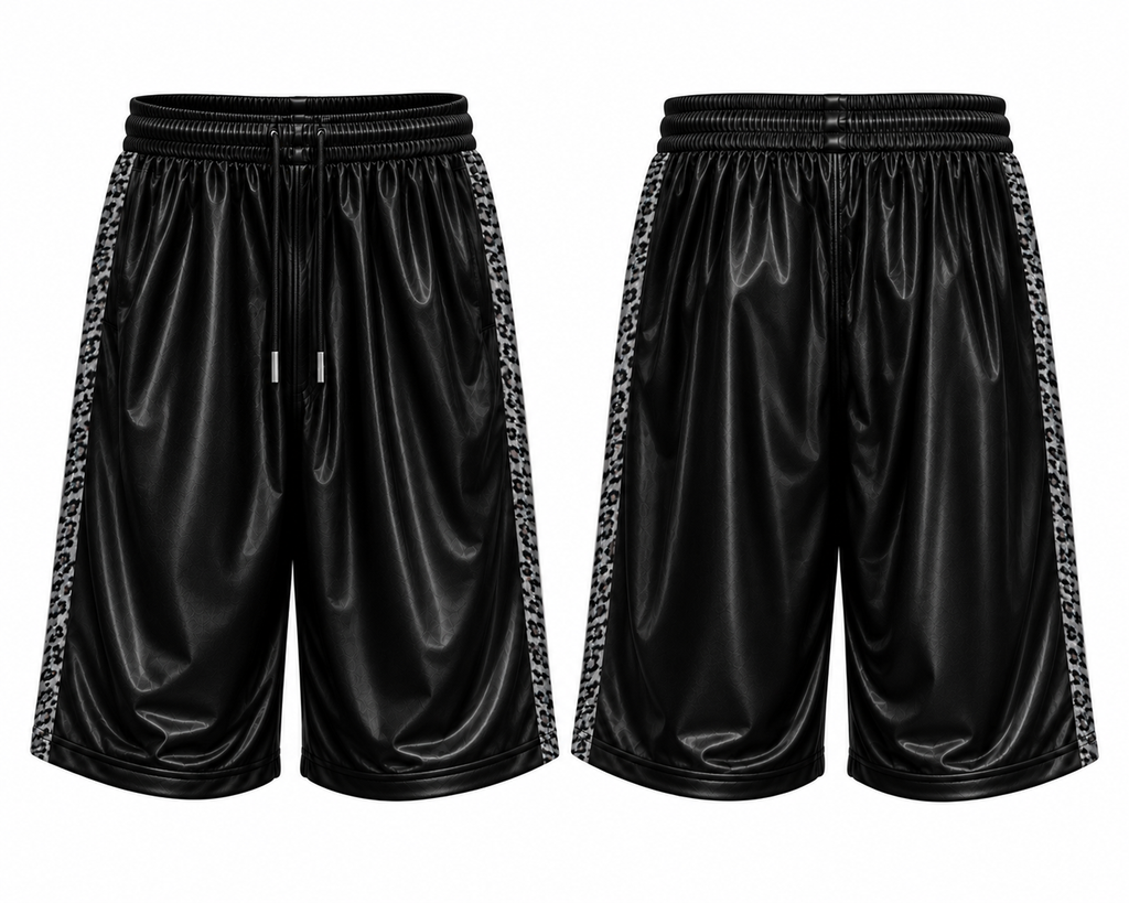 Cheetah Stripe Shiny Recycled Polyester Streetwear Shorts