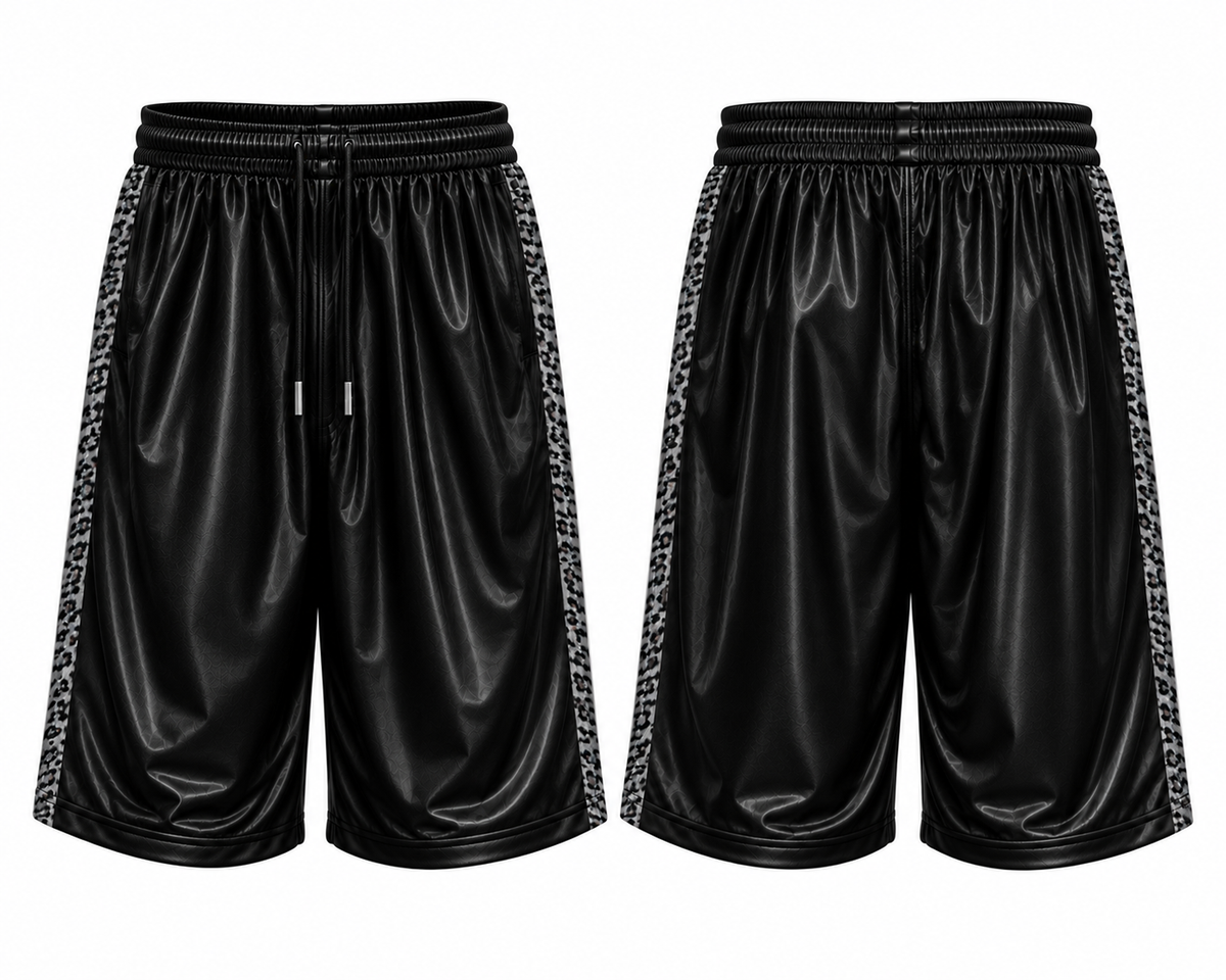 Cheetah Stripe Shiny Recycled Polyester Streetwear Shorts