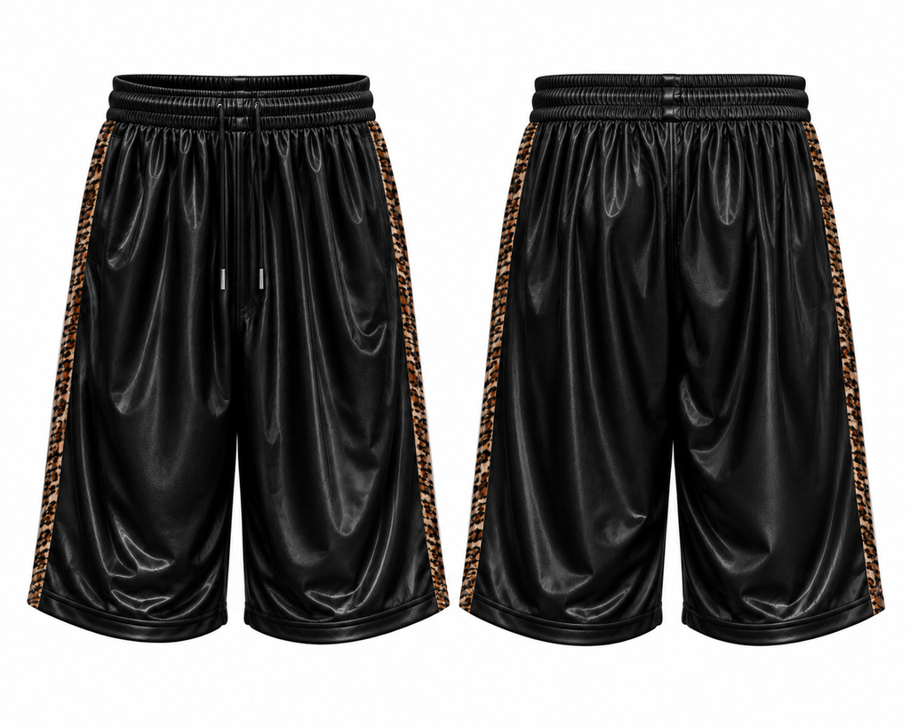 Cheetah Stripe Shiny Recycled Polyester Streetwear Shorts