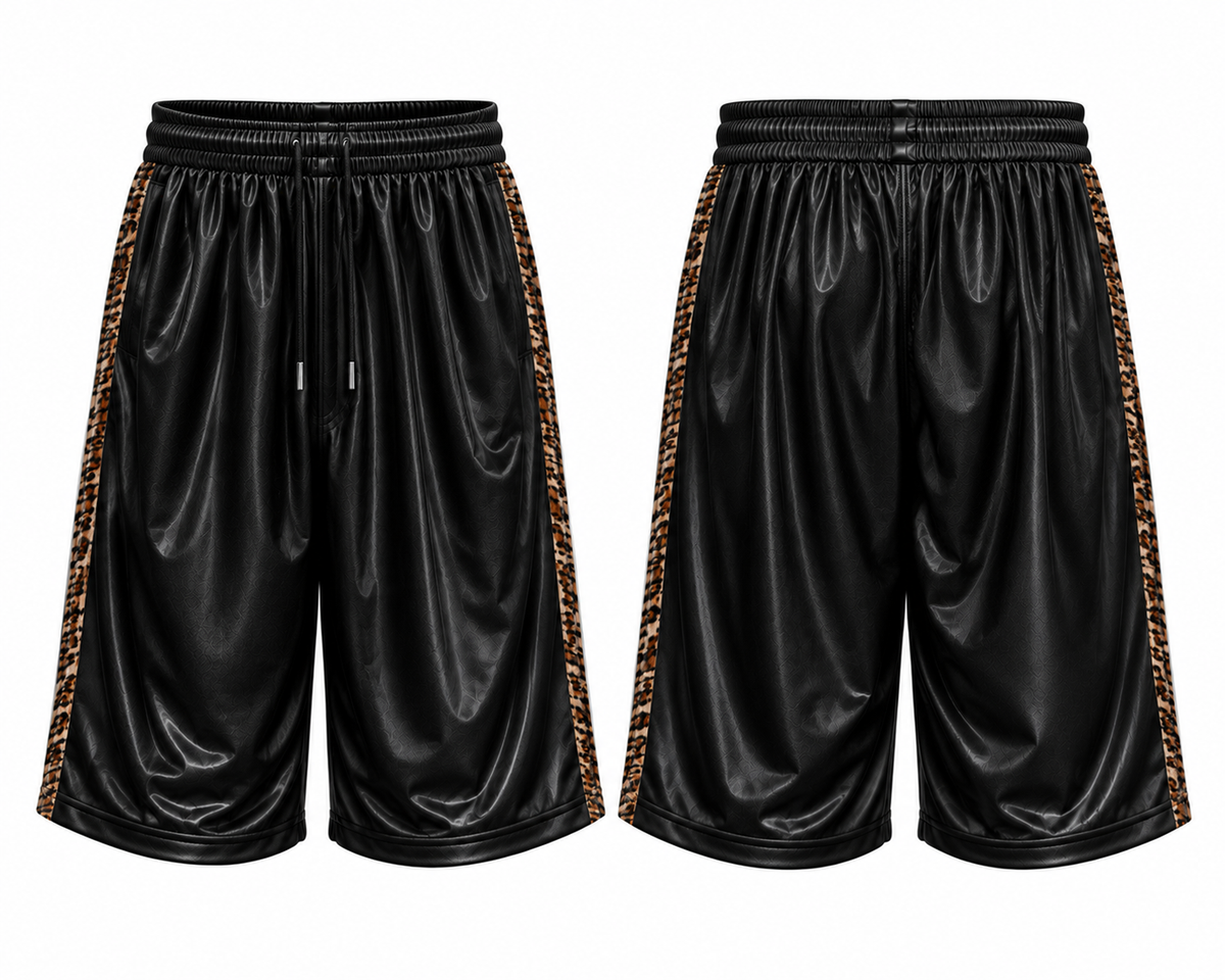 Cheetah Stripe Shiny Recycled Polyester Streetwear Shorts